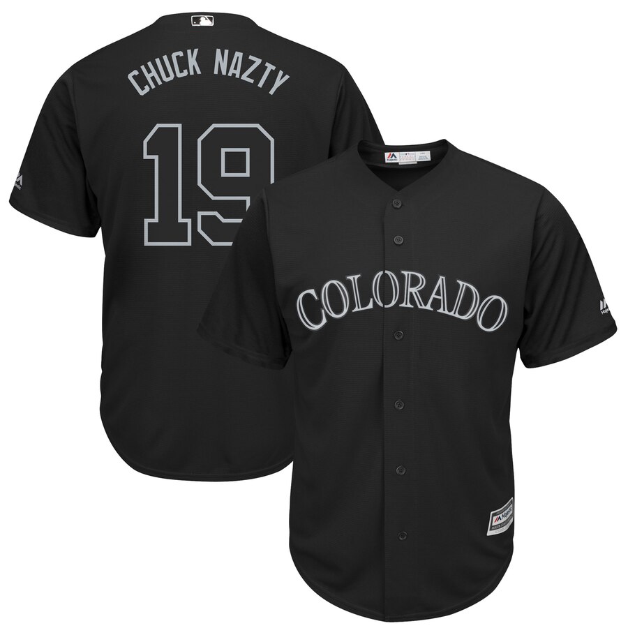 Men Colorado Rockies #19 Chuck Nazty black MLB Jersey